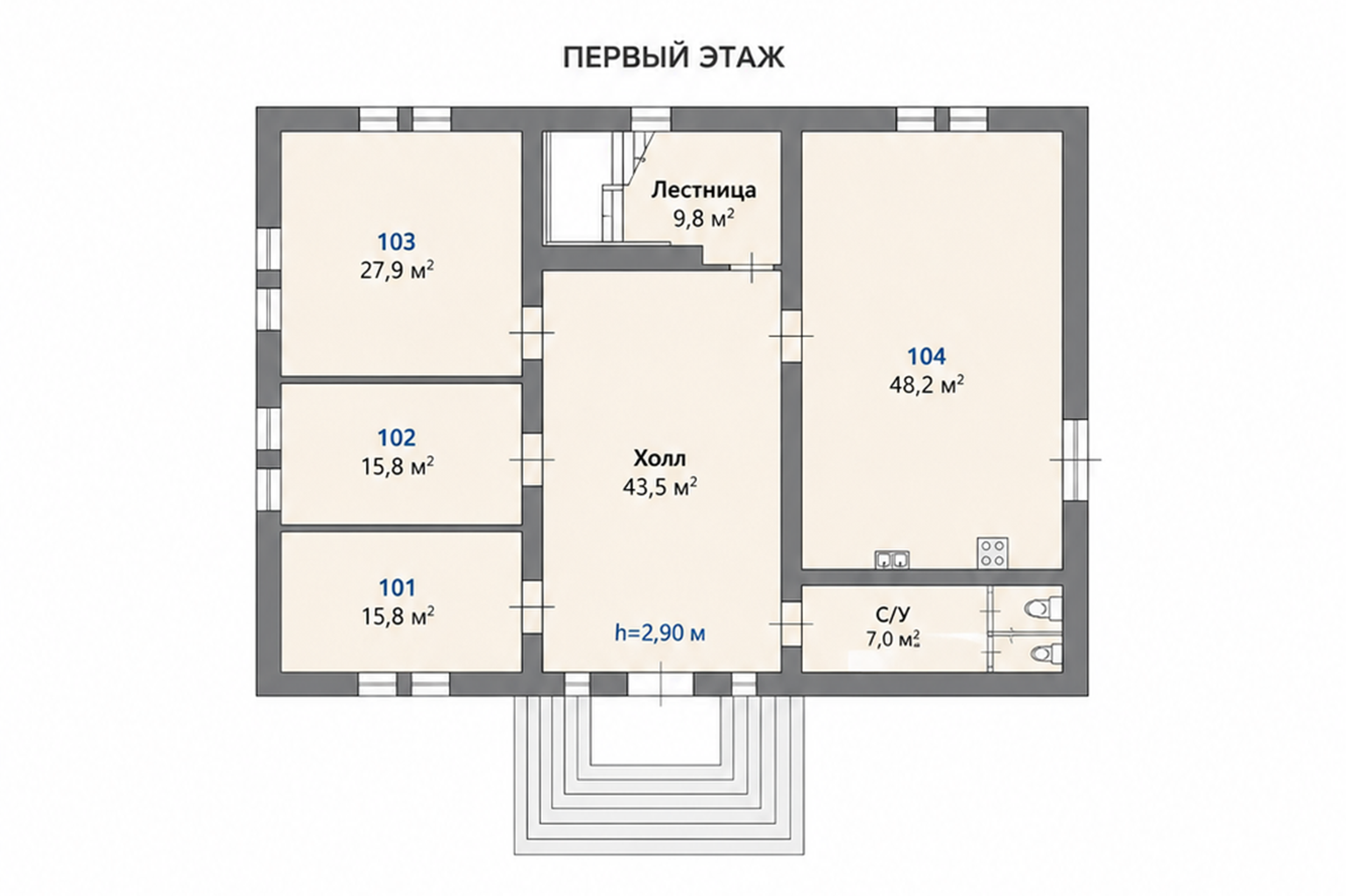 План первого этажа административного здания 350 м² в Вологде